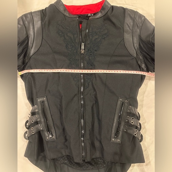 NEW Black Armoured Embroidered Women's Motorcycle Jacket Size M - Picture 5 of 5